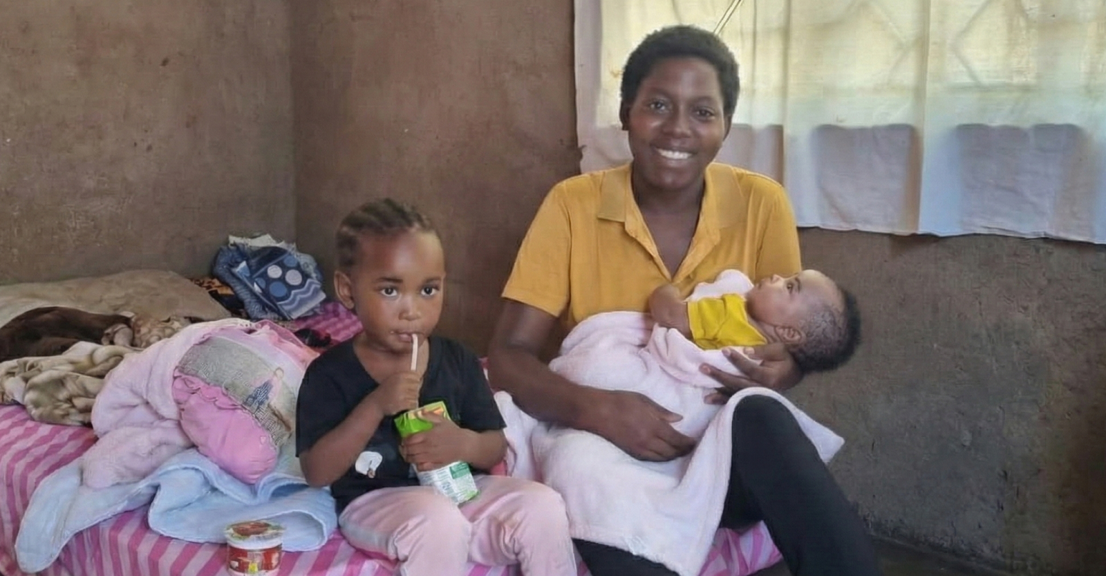 Young mother with her children